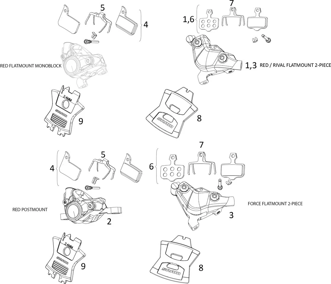 SRAM Piezas De Repuesto Para Pinzas De Frenos Red / Force / Rival ETap AXS